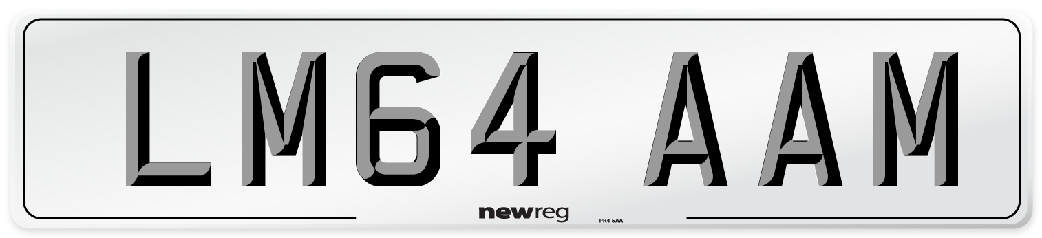LM64 AAM Number Plate from New Reg